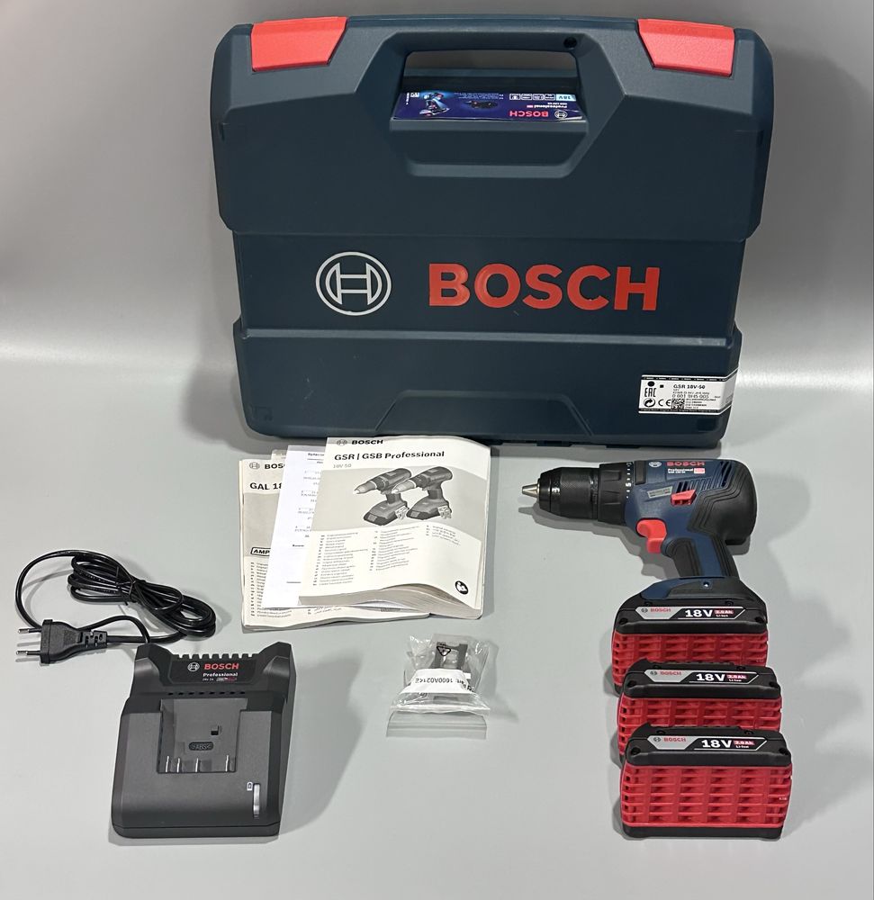 Wkrętarka wiertarka akumulatorowa BOSCH GSR 18V-50 3x2Ah Nowa 24m GW
