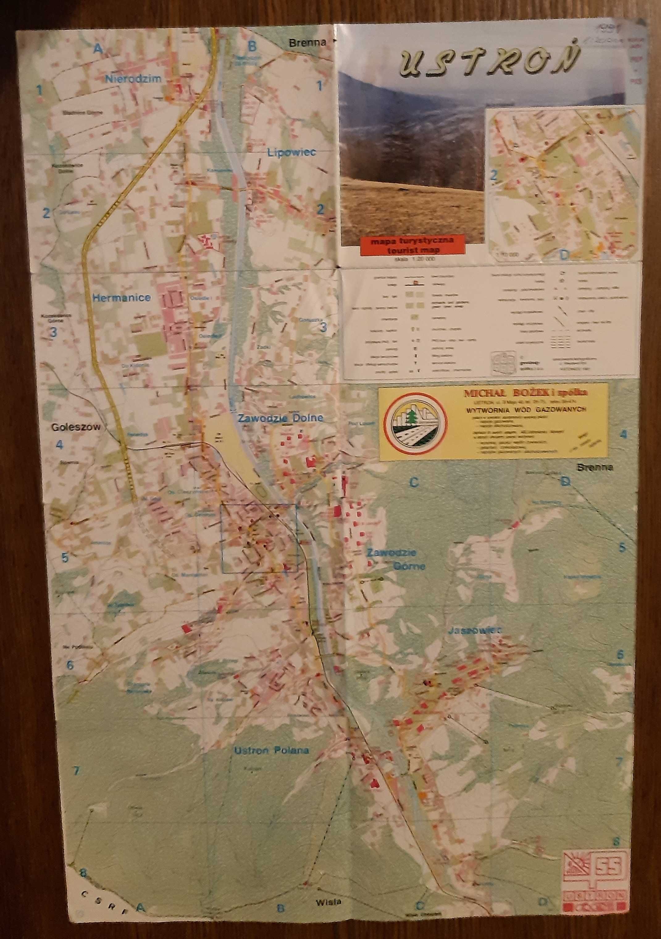USTROŃ - mapa turystyczna 1991 w skali 1:20000