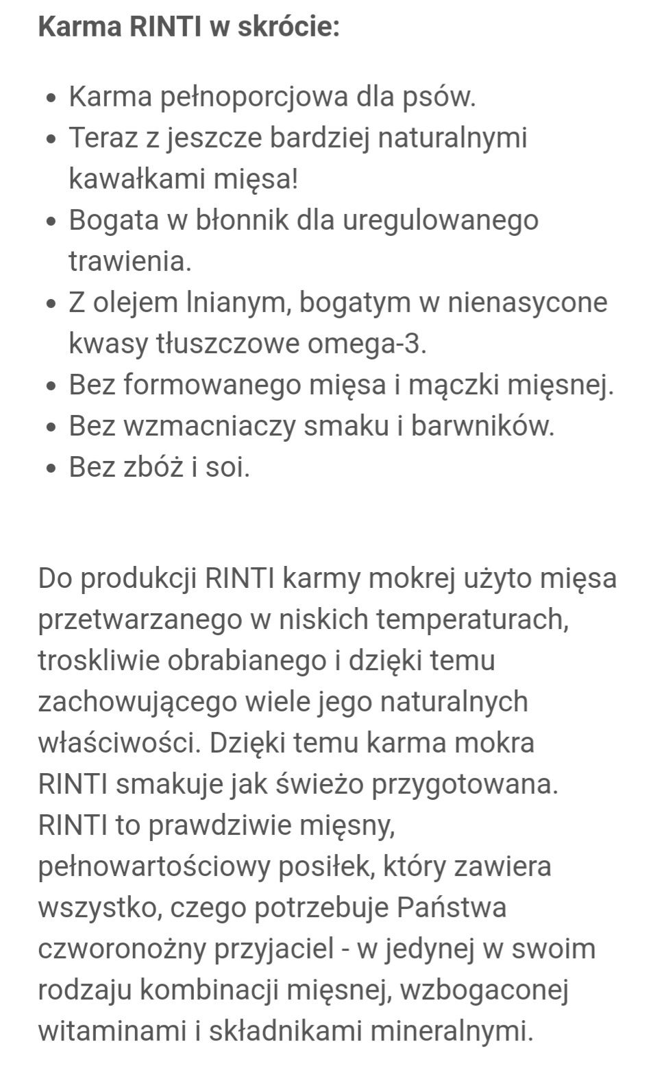 24x400g Rinti Kennerfleisch Ryba Morska 
Wysokiej jakości lekkostrawna