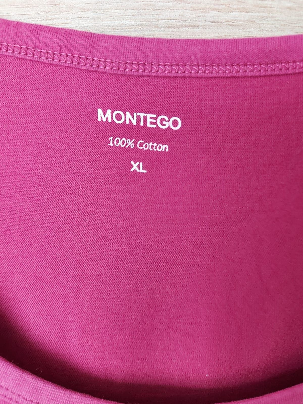 Ciemnoróżowy T-shirt Montego XL