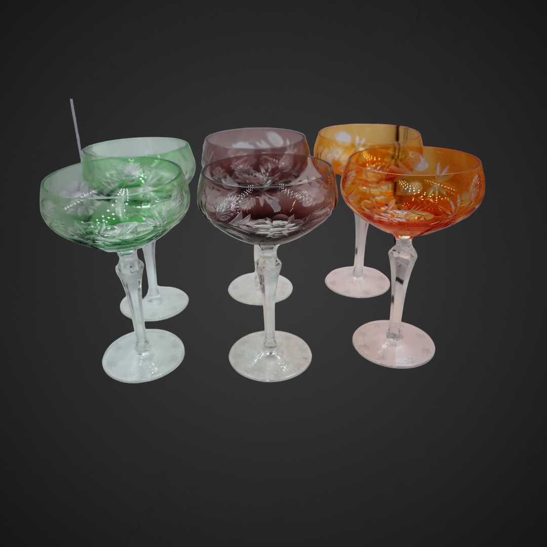 Unikatowe kolorowe kryształowe szampanki  6 szt  B41/050535