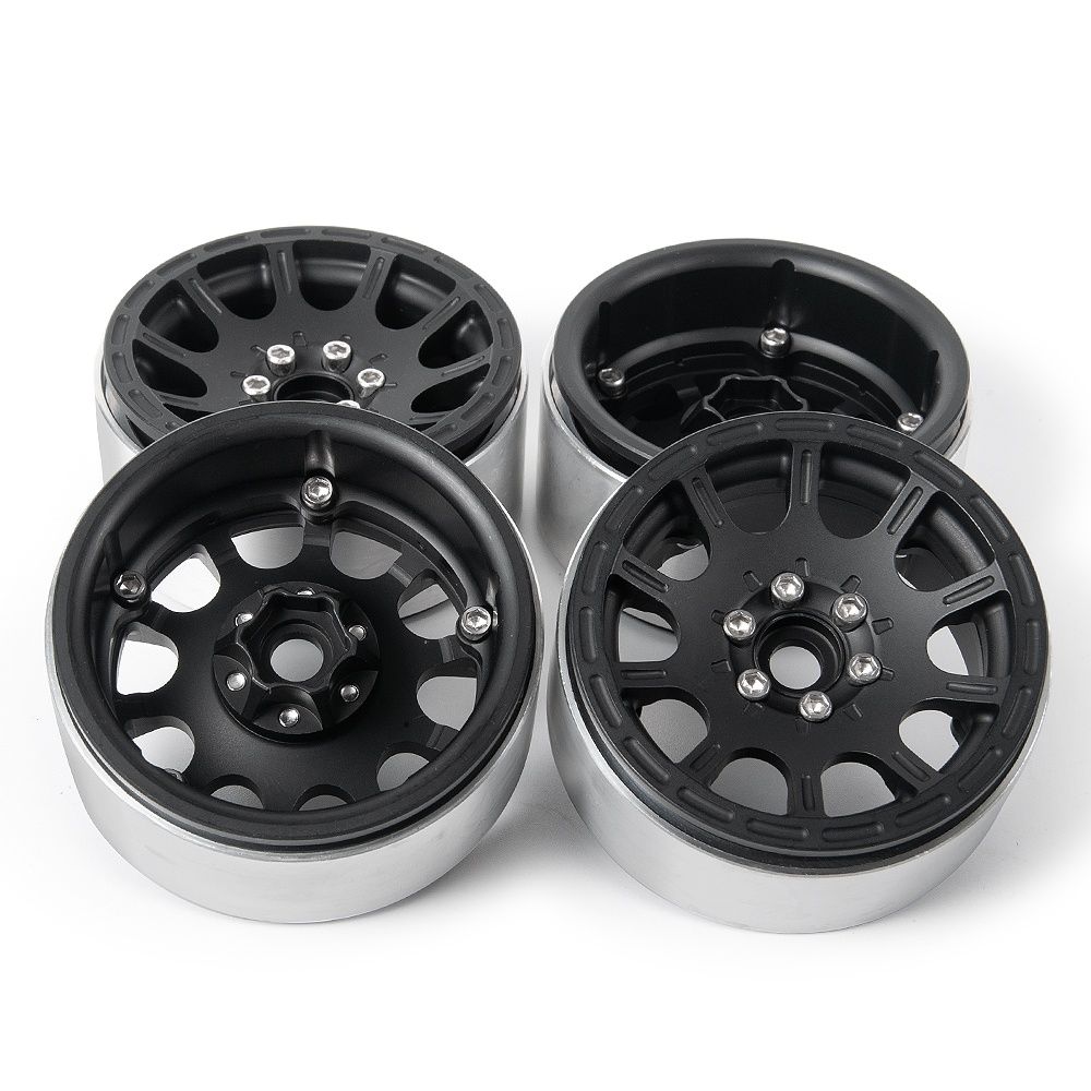 4 aluminiowe felgi beadlock do modelu rc 1.9" czarne TRAXXAS AXIAL MST