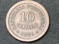 Lote de 2 moedas de 10 Centavos em Prata e bronze 1915 e 1925