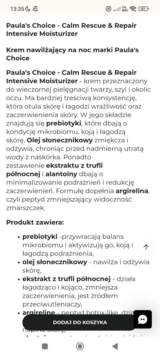Paula's Choice Rescue & Repair intensywnie nawilżający krem na noc