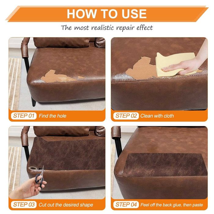 Skóra Materiał Tkanina Łata Łatka Samoprzylepna Klej 160x10cm Brązowa