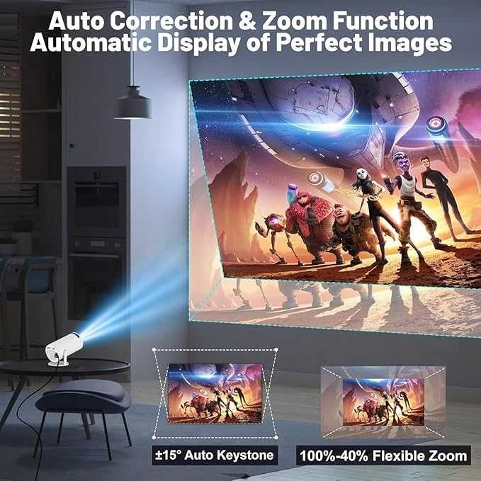 Projektor ANDROID 11 ALWTNIET HY300 4K 1080P Full HD obracany biały