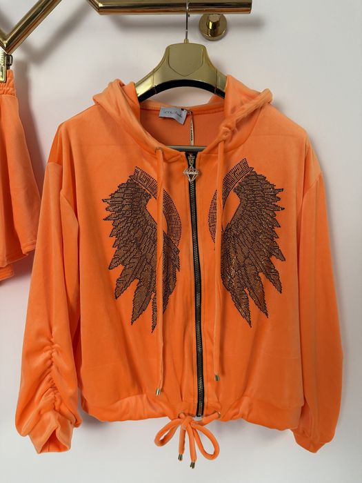 Dres Lola Bianka komplet welurowy pomarańczowy