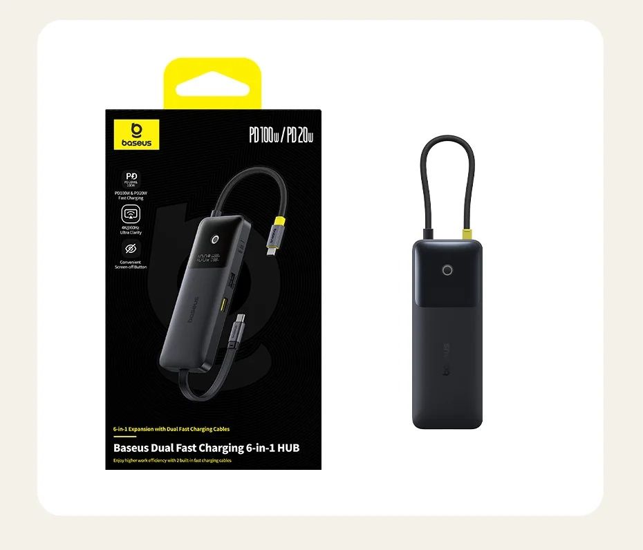 Hub rozgałęziacz dock BASEUS USB-C z HDMI 6 w 1 nowy