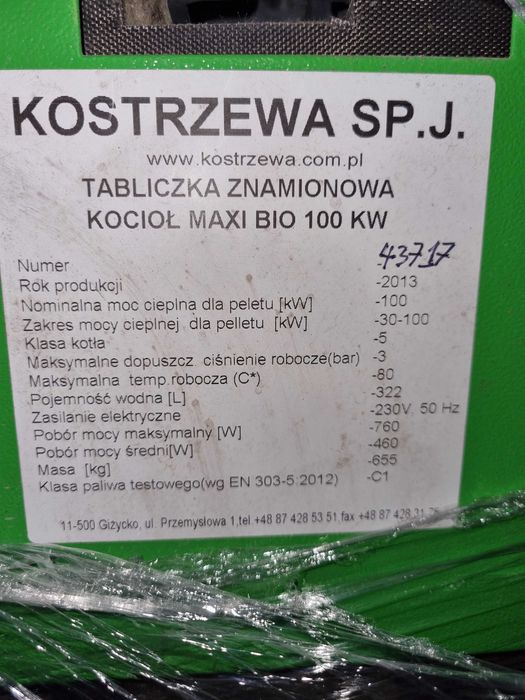 Piec Kostrzewa MaxiBio 100kw na pelet
