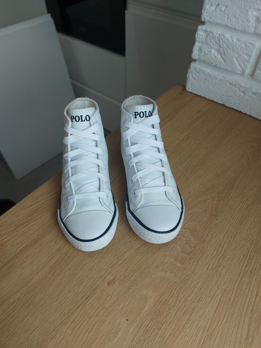 Buty trampki wysokie polo ralph lauren 30 biale Wkładka 20 cm ręcznie