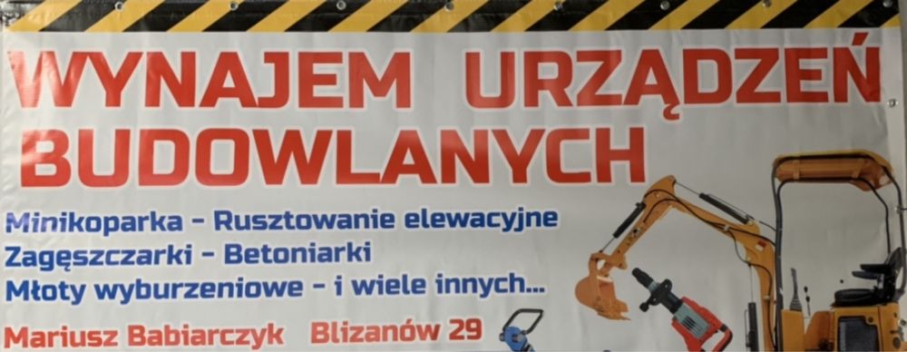 Wynajem wypożyczalnia osuszacz zagęszczarka młot szlifierka rusztowani