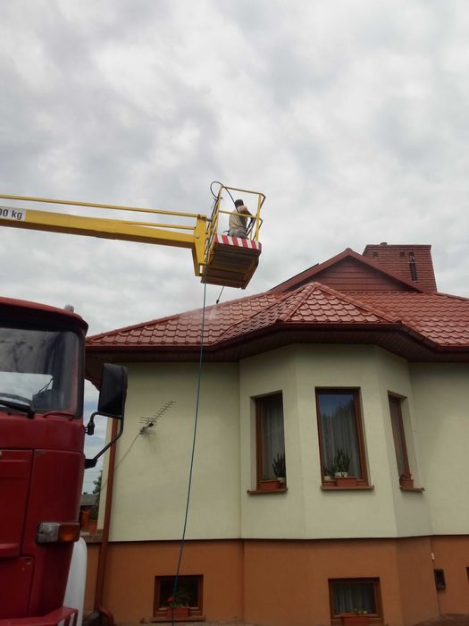 Podnośnik koszowy, wycinka drzew, czyszczenie rynien, mycie dachów