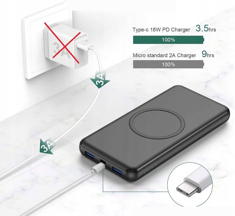 Powerbank 26800mah przenośna ładowarka kabel usb hx160s7 czarny