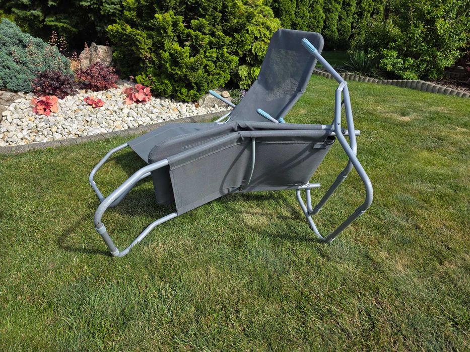 Leżaki ogrodowe plażowe grawitacyjne -– metalowe zawiasy – 2 szt