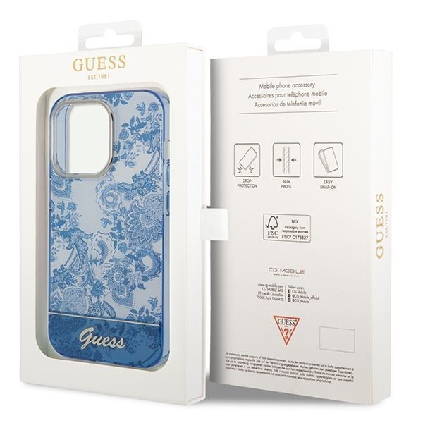 Etui Guess Porcelain Collection do iPhone 14 Pro Max 6,7", Niebieski