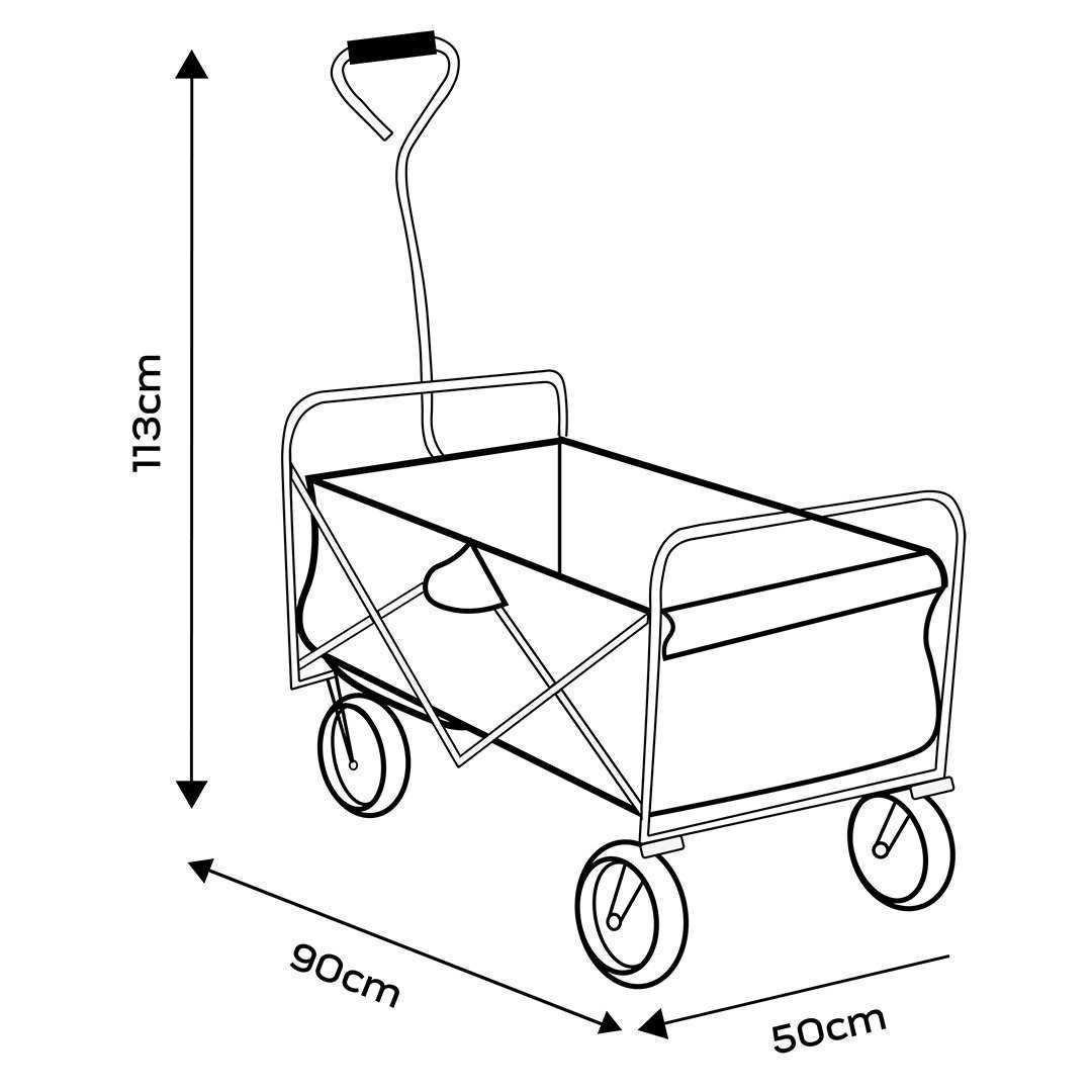 Wózek ogrodowy/transportowy składany 90x50x113 cm udźwig, 80kg