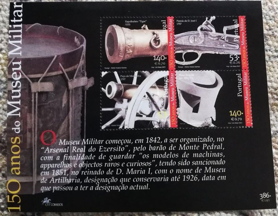 Selos de Portugal Diversos blocos (NOVOS) referentes ao ano de 2001