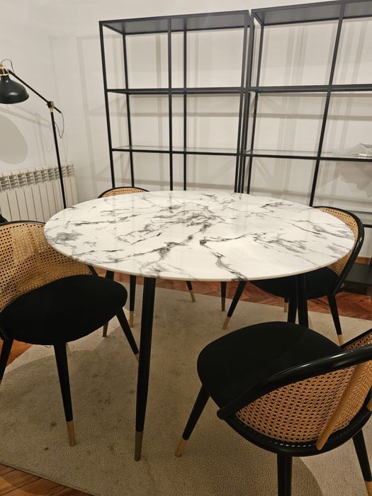 Mesa de vidro a imitar marmore 120cm