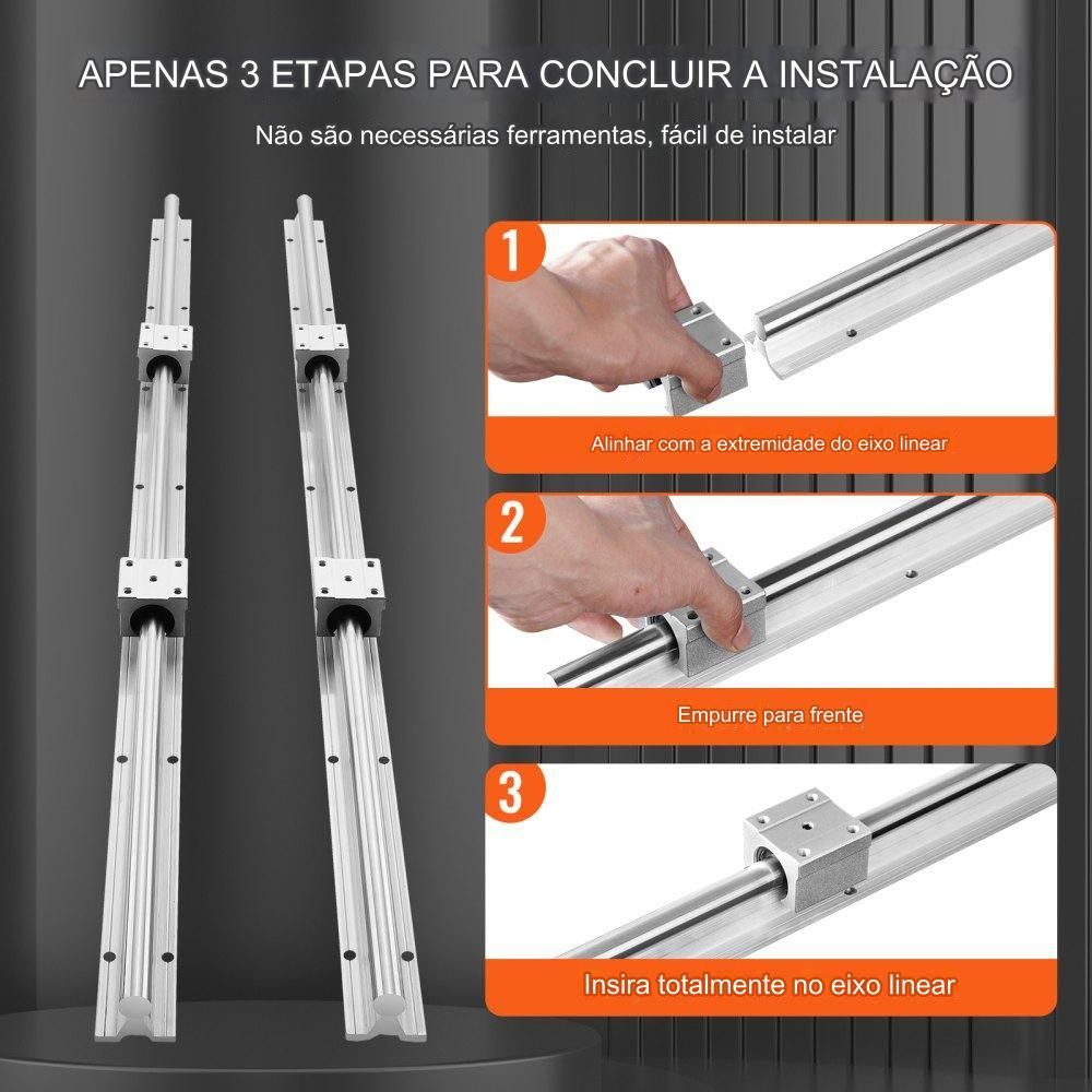 Guia linear trilho 2pcs SBR12-1000mm com blocos deslizantes SBR12UU