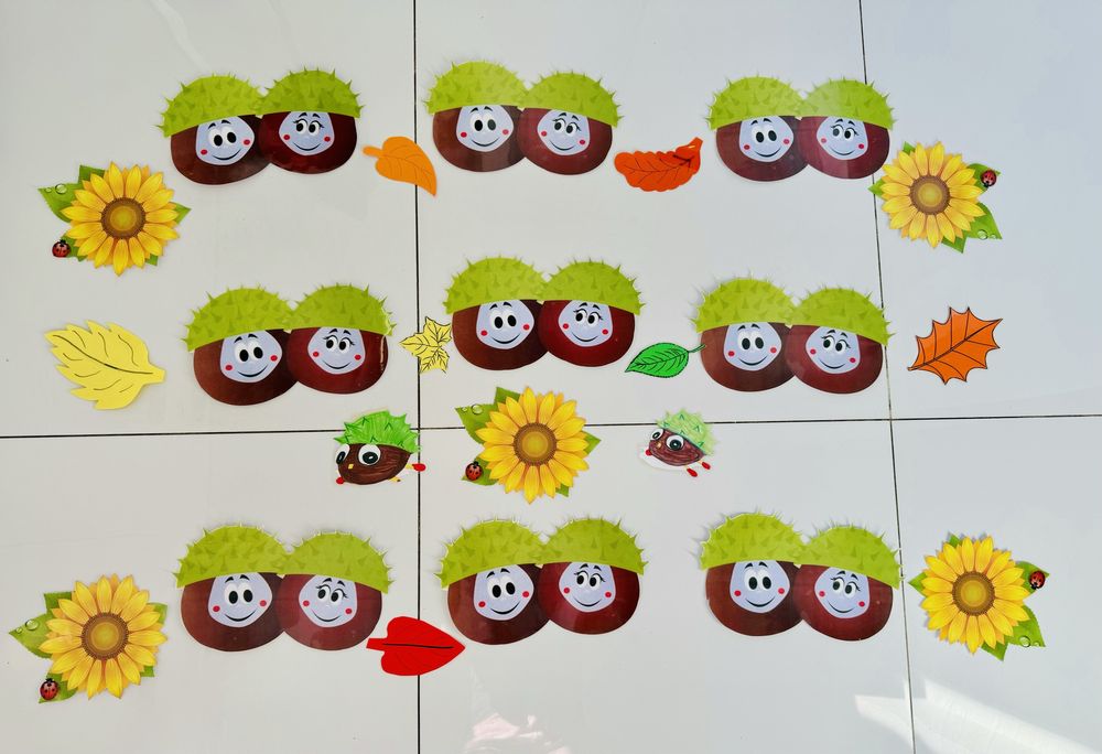 Dekoracja sali tablicy kasztany przedszkole szkoła