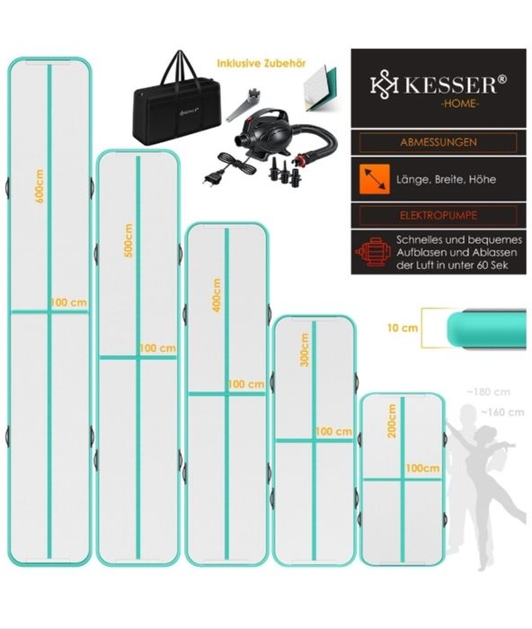Dmuchana mata gimnastyczna Airtrack Fitness Mat 4m