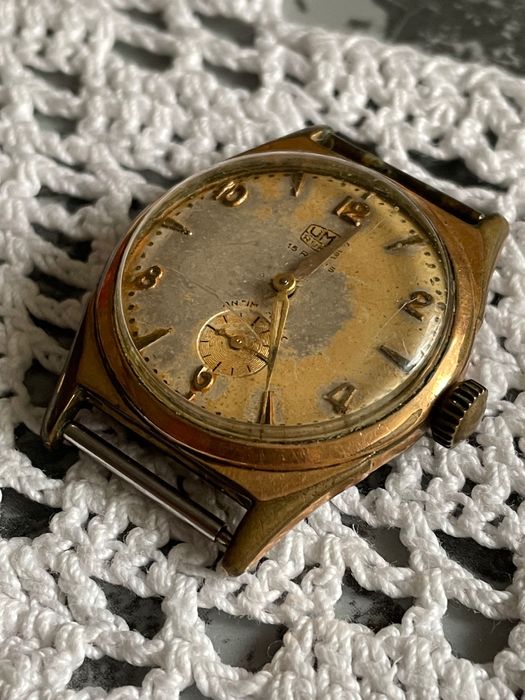 Stary złocony zegarek UMF Ruhla 15 Rubis