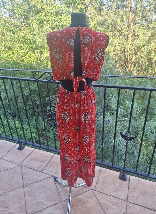 Długa sukienka maxi wycięcie na plecach 100 % wiskoza marka M&S 46