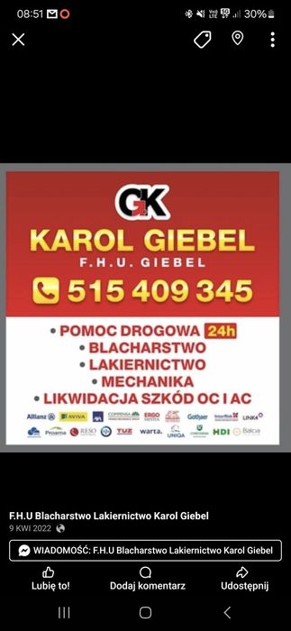 Serwis Warsztat Samochodowy Blacharstwo Lakiernictwo Naprawy Pomoc Dro