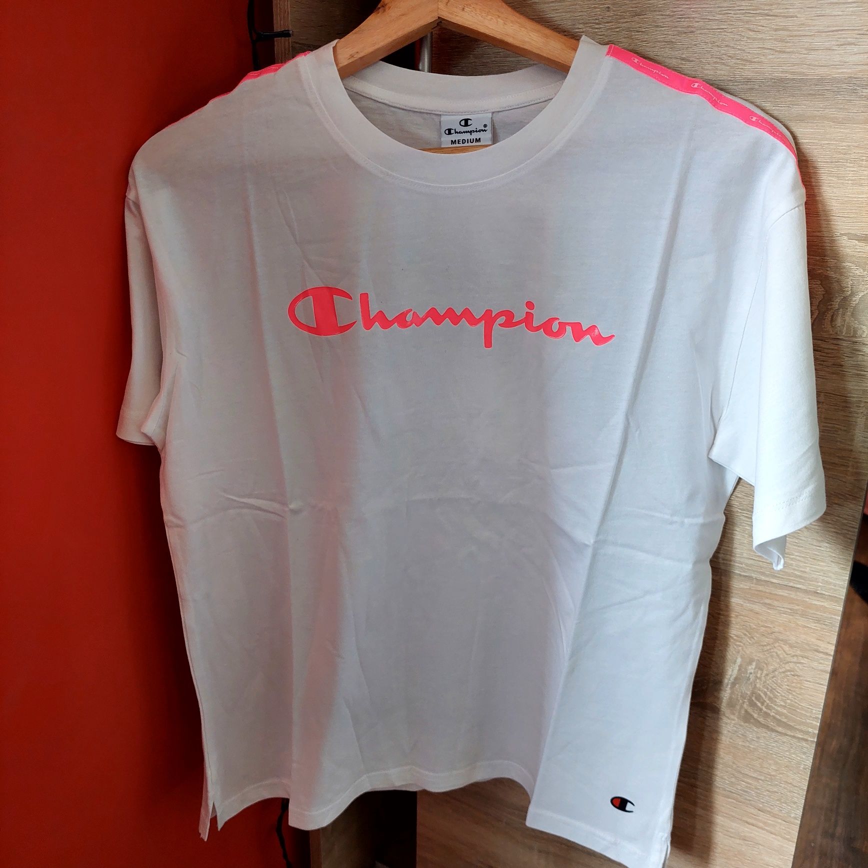 Champion t-shirt damski z odblaskowym lampasem M nowy