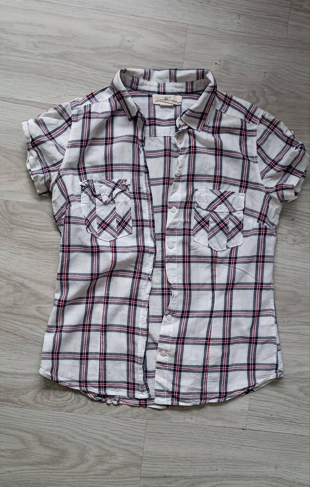 H&M bluzka koszula plaid cotton short-sleeved shirt rozmiar EU 38/M