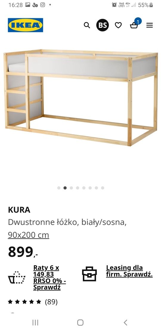 IKEA KURA łóżko piętrowe dwustronne 2w1