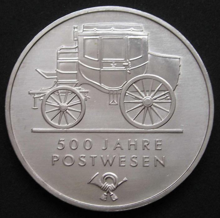 Niemcy NRD 5 marek 1990 - Poczta 500-lecie - stan menniczy -