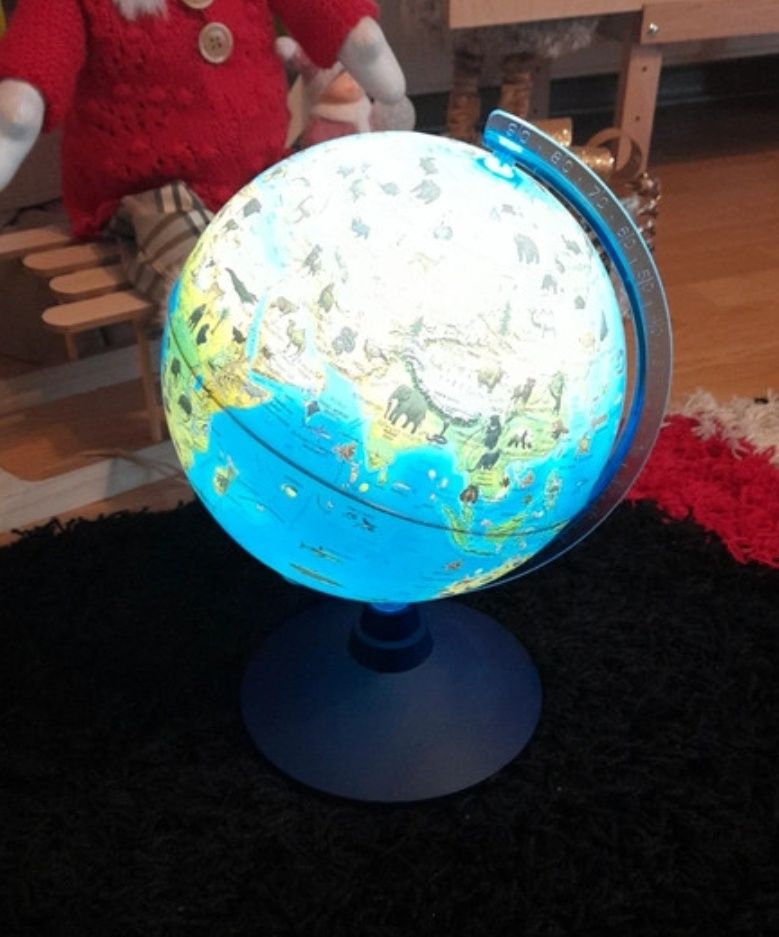 Globus podświetlany interaktywny z aplikacją zwierzęta Zoo lampka