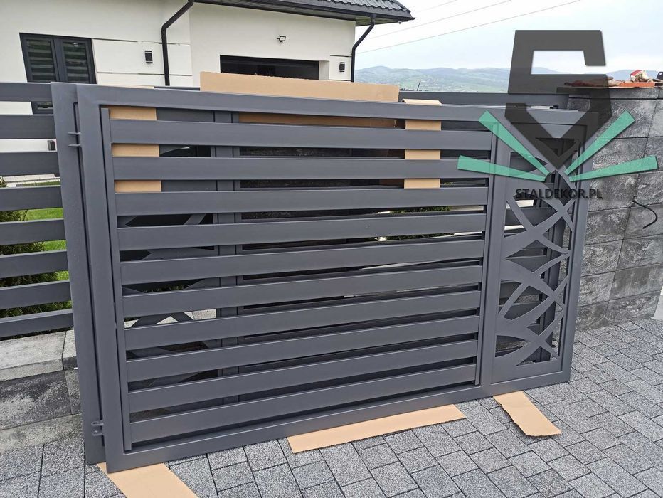 Brama dwuskrzydłowa 5x1,5m wycinana laserowo CNC panelowa.