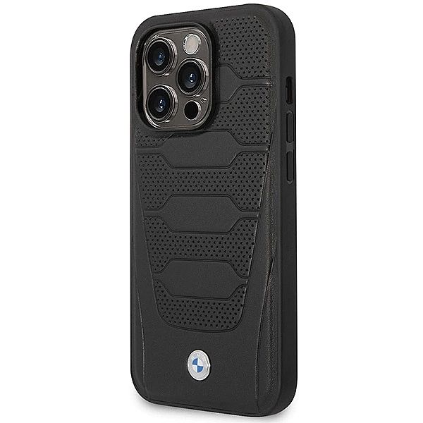 Etui BMW Leather Seats Pattern na iPhone 14 Pro Max - czarne