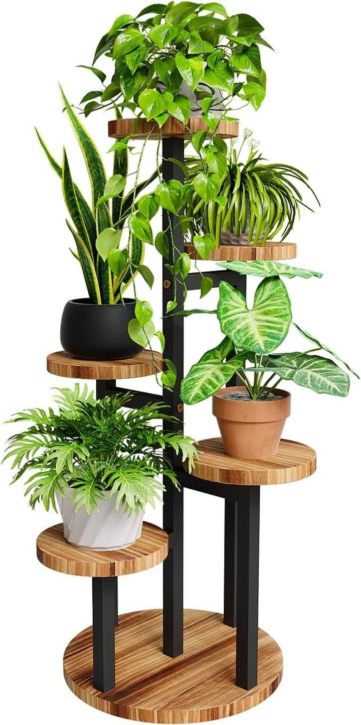Stojak na rośliny drewniany 80 cm – elegancki regał kwiatowy