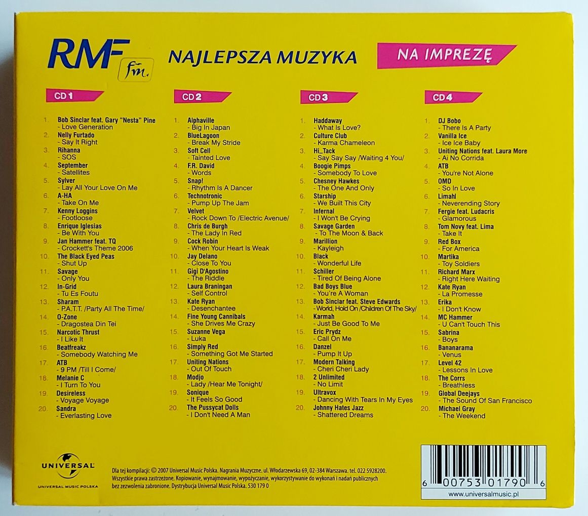 RMF Najlepsza Muzyka Na Imprezę 4CD 2007r ATB Sylver Modjo Limahl A-HA