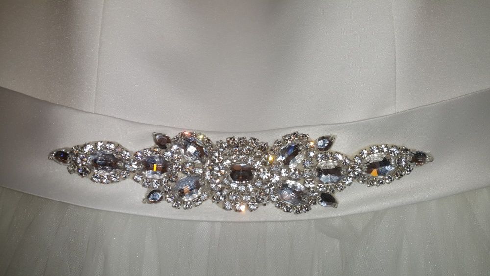 36/38 suknia ślubna dodatki księżniczka fale satyna tiul Herm's Boston