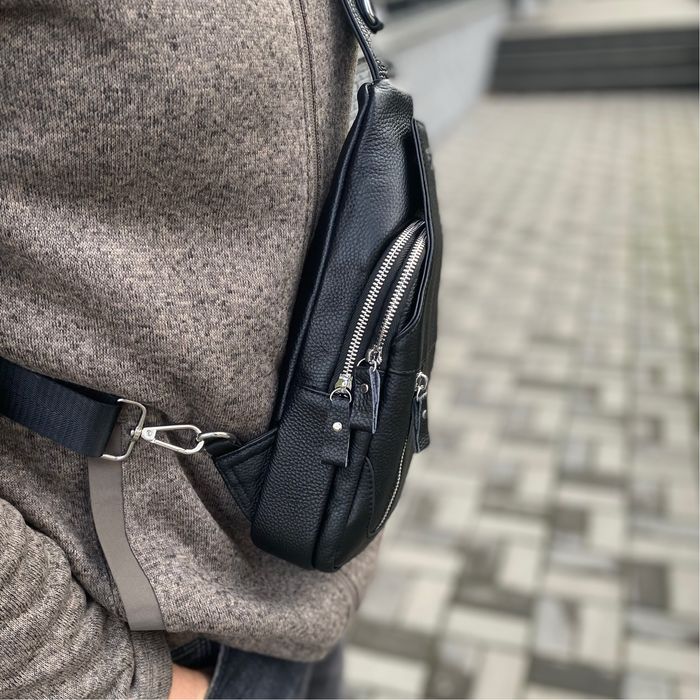 Чоловіча нагрудна шкіряна сумка слінг через плече Rogue