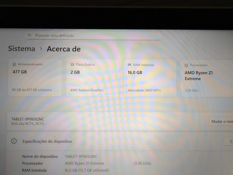 Consola Portátil ASUS Rog Ally (Z1 Extreme) 512GB 16GB Ram Windows 11