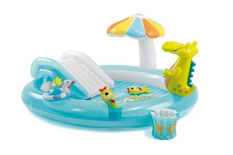 Ігровий центр басейн INTEX "Крокодил" з гіркою, в коробці 57165 р.201*