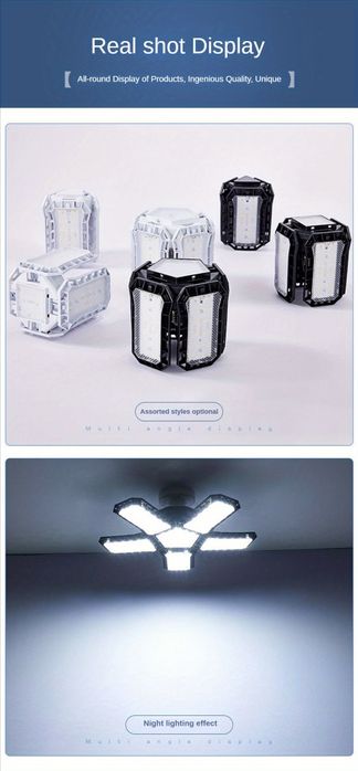 Lampa żarówka E27 LED 80W rozkładana 5 ramienna sufitowa warsztatowa