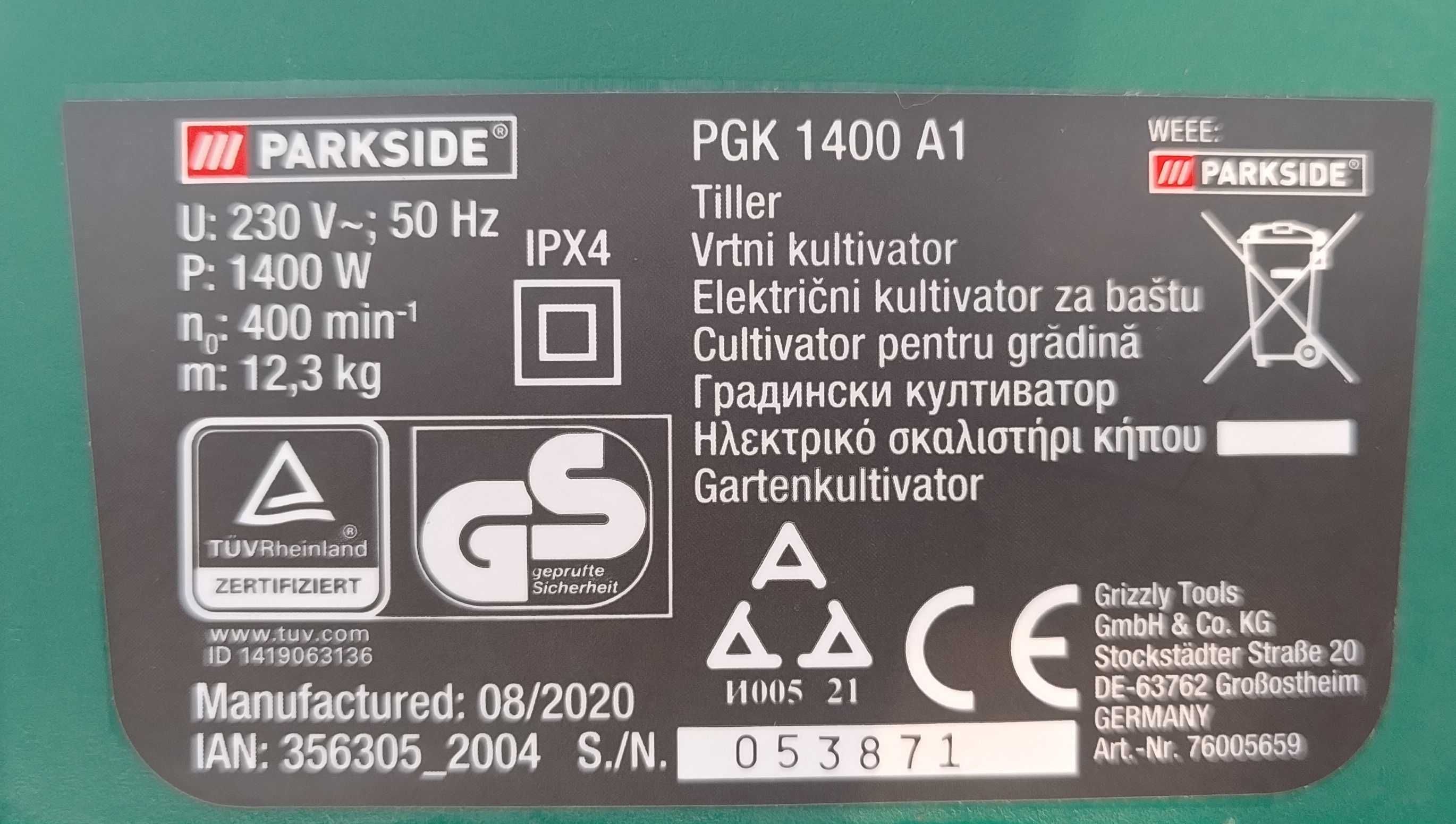 rekultywator kultywator glebogryzarka PARKSIDE 1400 W