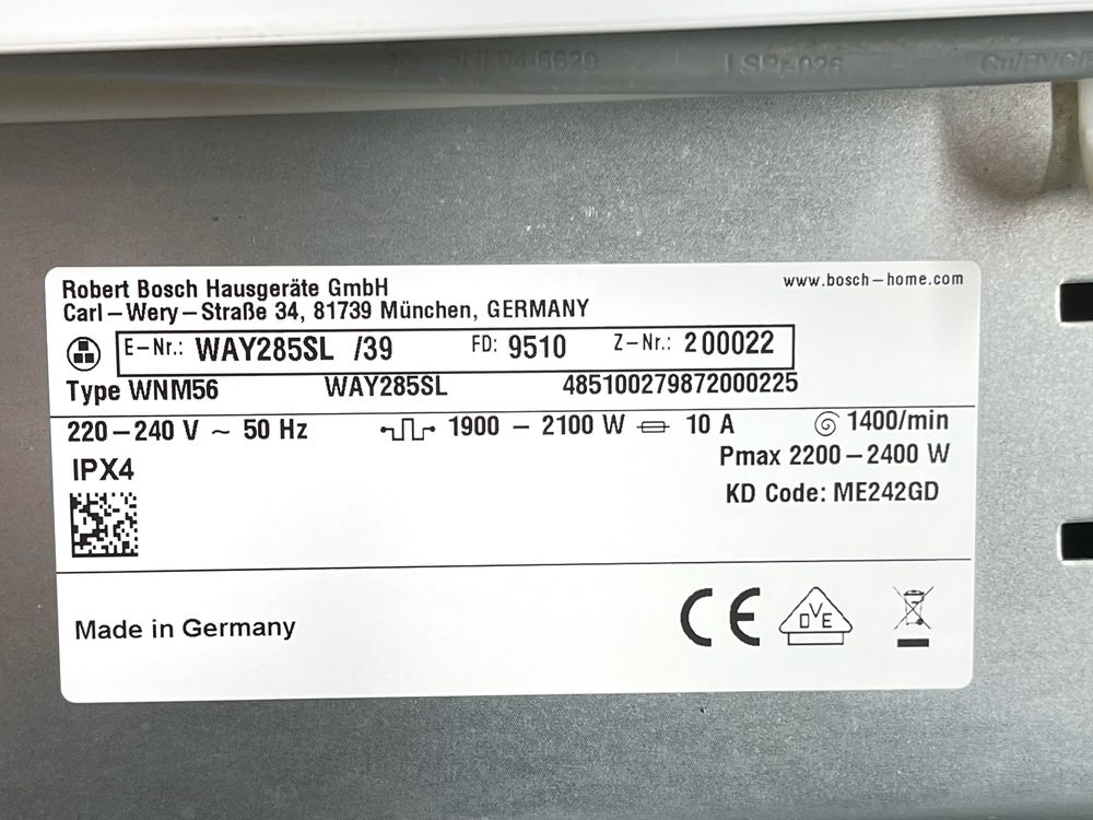 СМА Bosch Home Professional WAY285SL 8кг 1400об/мин Укр І Рус язык