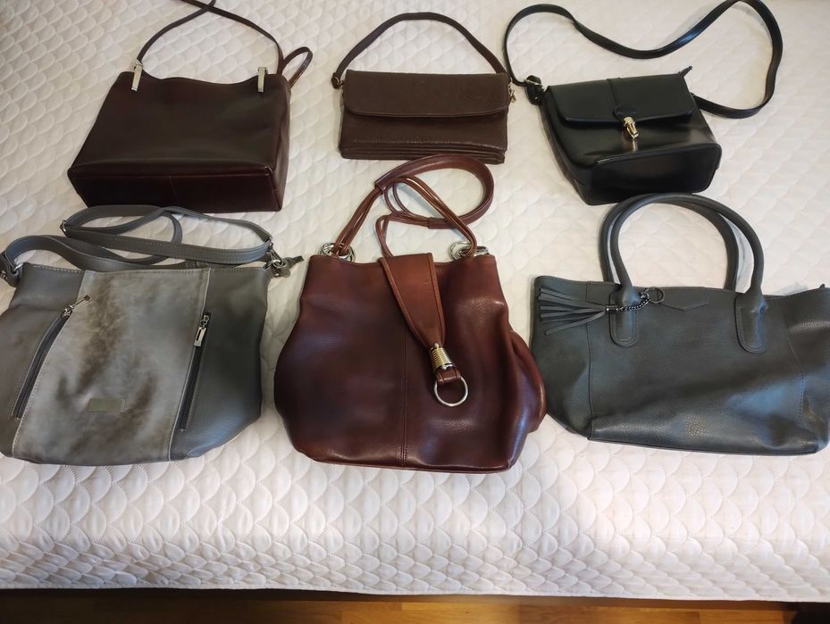 Zestaw 6 skórzanych torebek damskich w bardzo dobrym stanie Torebka