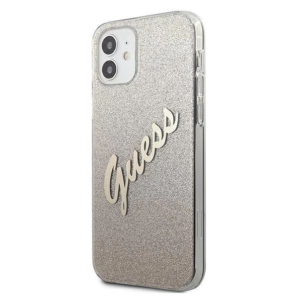 Etui Guess Glitter Gradient Script Na Iphone 12 Mini - Złote