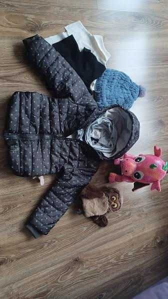 kurtka dla dziewczynki szara rozmiar 110 +szaliczki+czapka zabaweczki