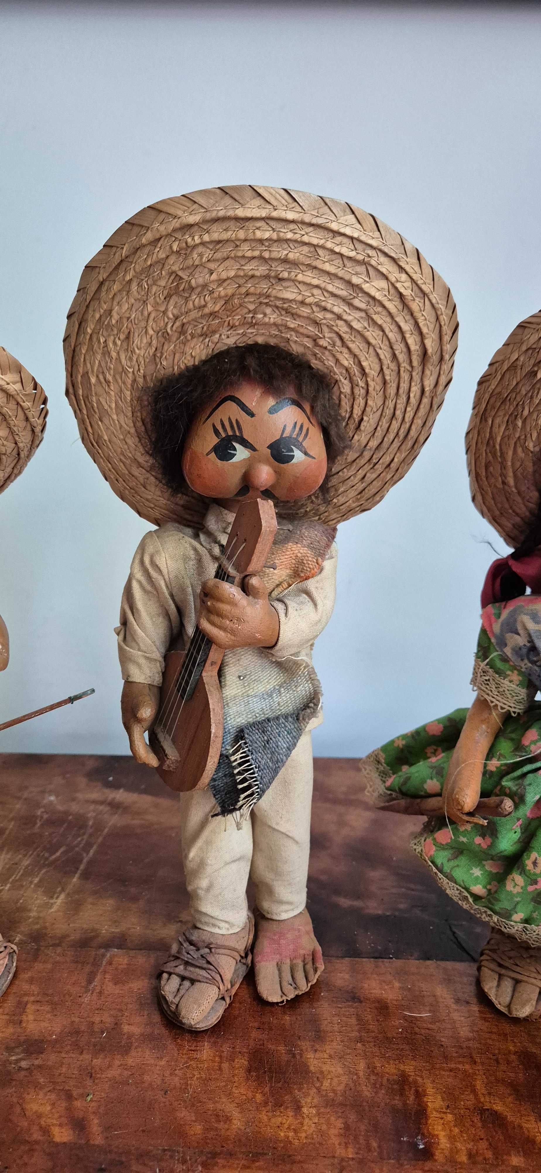 Kolekcjonerskie stare lalki paper mache Meksyk zabytek unikat dekor