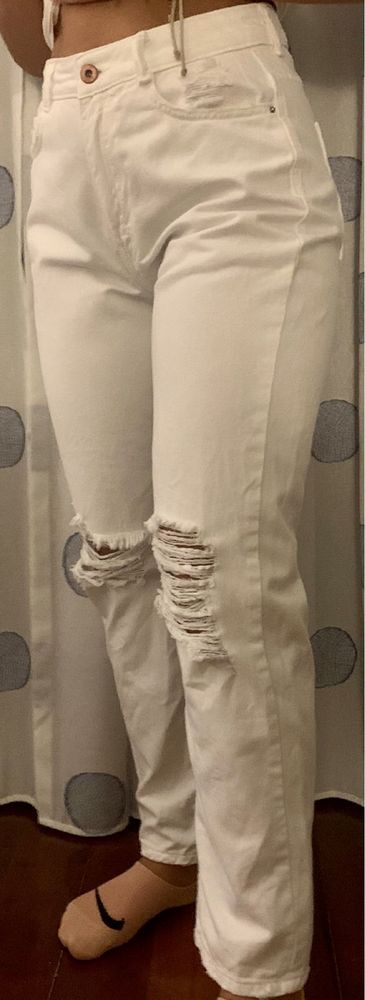 Calcas brancas de ganga  da Zara