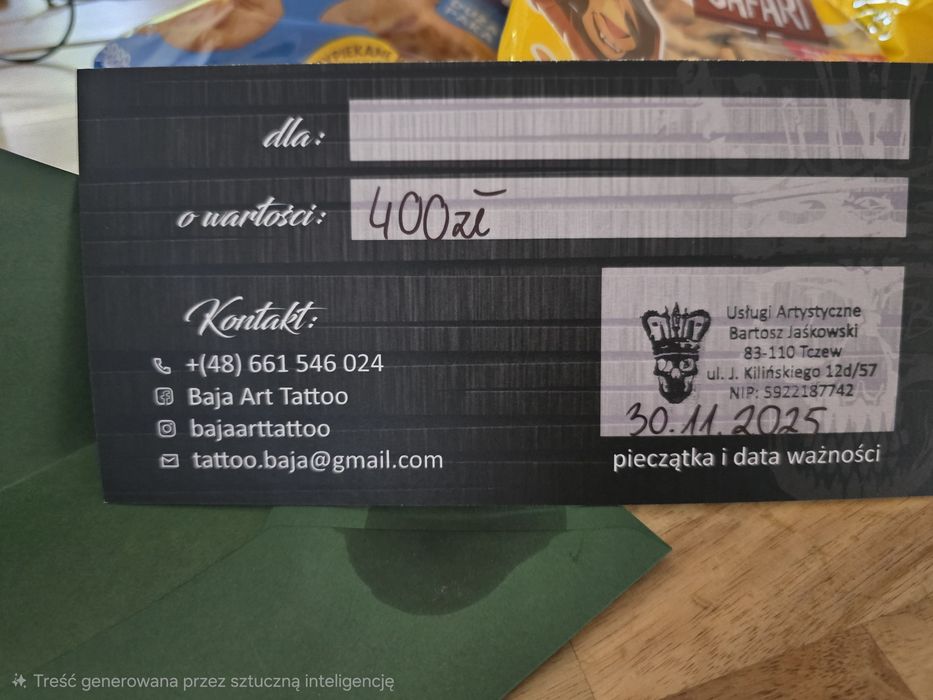 Voucher na tatuaż